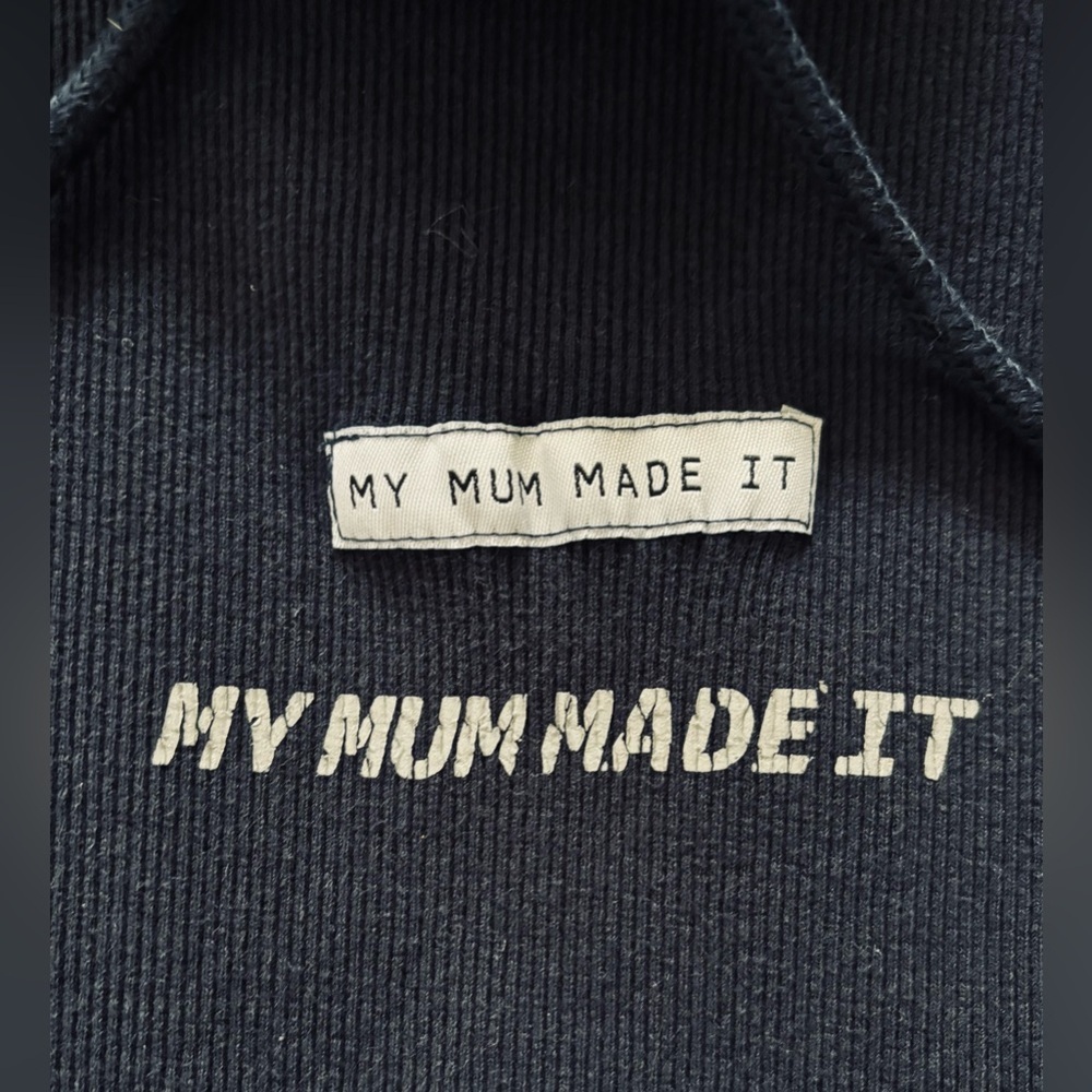 My Mum Made It Blue Cowl Neck Ribbed Knit Logo Sweat Shirt Size: Large - Picture 3 of 4